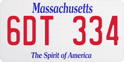 MA license plate 6DT334