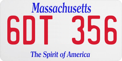 MA license plate 6DT356