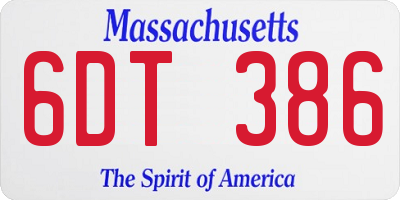 MA license plate 6DT386