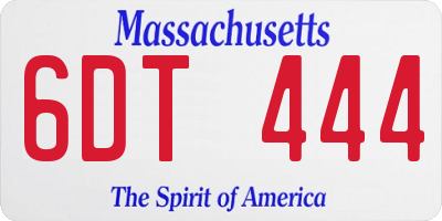MA license plate 6DT444