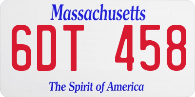 MA license plate 6DT458