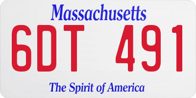 MA license plate 6DT491