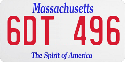 MA license plate 6DT496