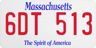 MA license plate 6DT513