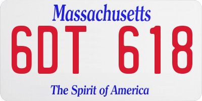 MA license plate 6DT618