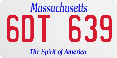 MA license plate 6DT639