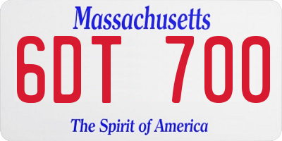 MA license plate 6DT700