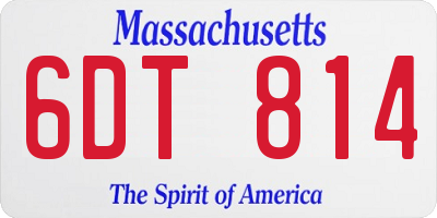MA license plate 6DT814
