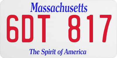 MA license plate 6DT817