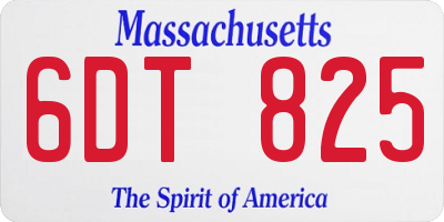 MA license plate 6DT825