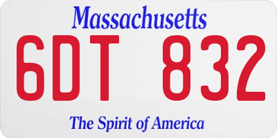 MA license plate 6DT832