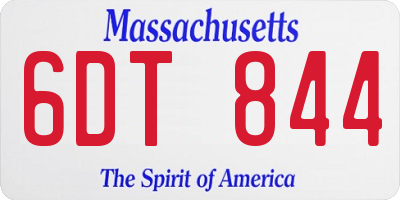 MA license plate 6DT844