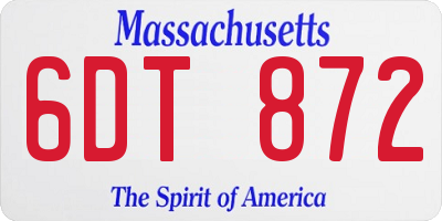 MA license plate 6DT872