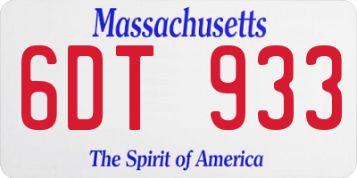 MA license plate 6DT933