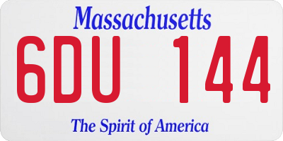 MA license plate 6DU144