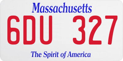 MA license plate 6DU327