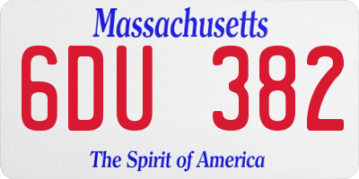 MA license plate 6DU382
