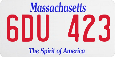 MA license plate 6DU423