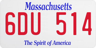 MA license plate 6DU514