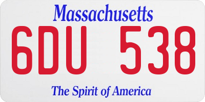 MA license plate 6DU538