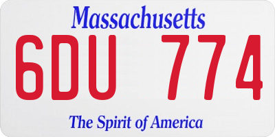 MA license plate 6DU774