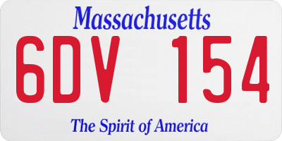 MA license plate 6DV154