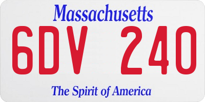MA license plate 6DV240