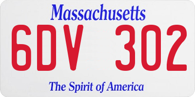 MA license plate 6DV302