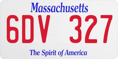 MA license plate 6DV327