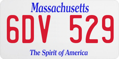 MA license plate 6DV529