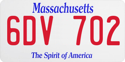 MA license plate 6DV702