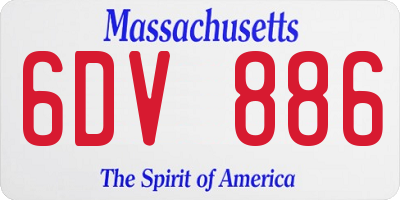 MA license plate 6DV886