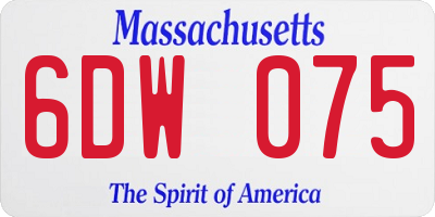 MA license plate 6DW075