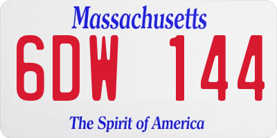 MA license plate 6DW144