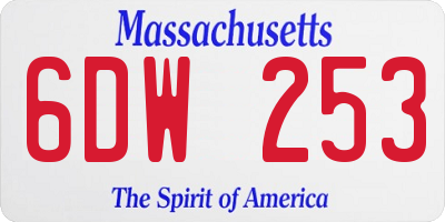 MA license plate 6DW253