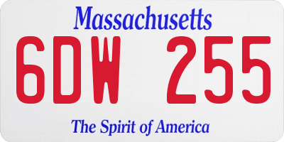 MA license plate 6DW255