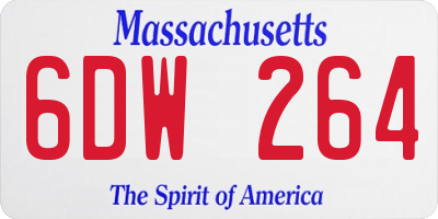 MA license plate 6DW264