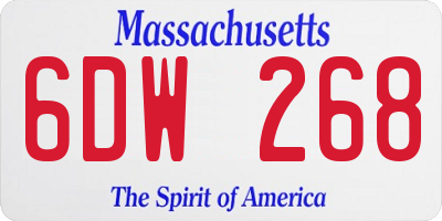 MA license plate 6DW268