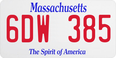 MA license plate 6DW385