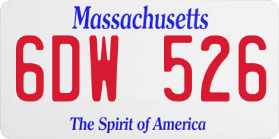 MA license plate 6DW526