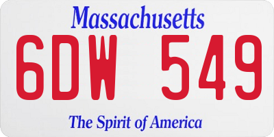 MA license plate 6DW549