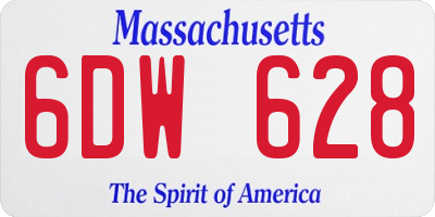 MA license plate 6DW628