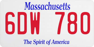 MA license plate 6DW780