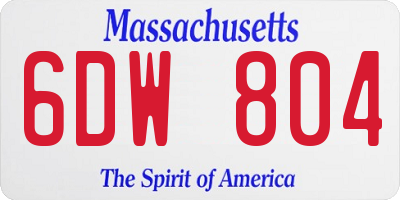 MA license plate 6DW804