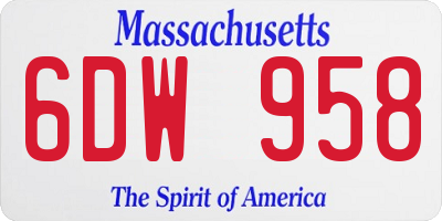MA license plate 6DW958
