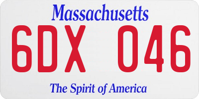 MA license plate 6DX046