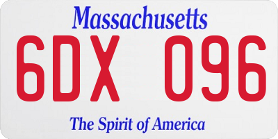 MA license plate 6DX096