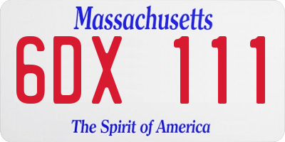 MA license plate 6DX111