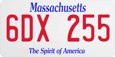 MA license plate 6DX255