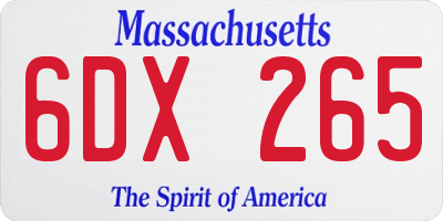 MA license plate 6DX265